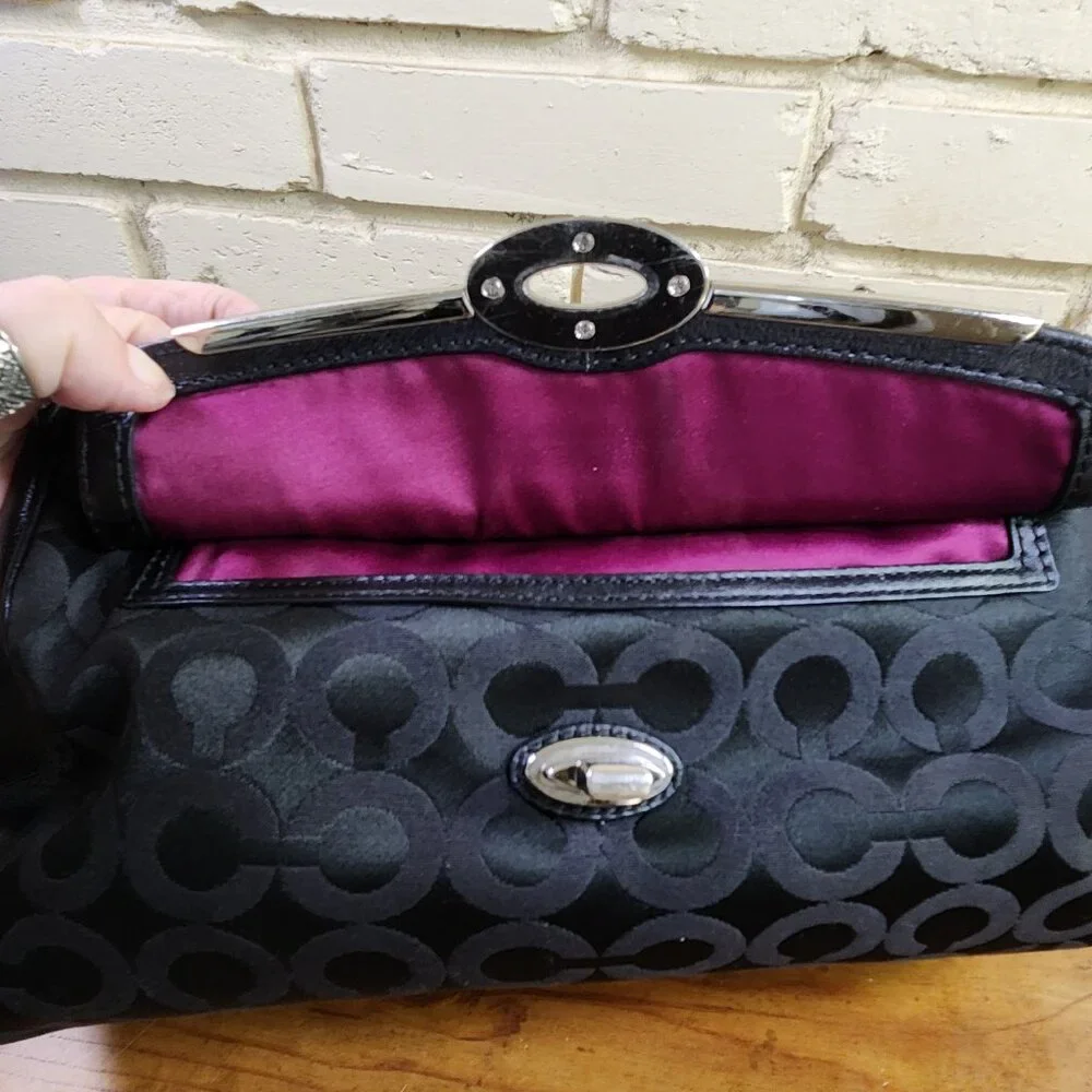 Coach Madeline Black Signature C's Satchel Handbag Purse C